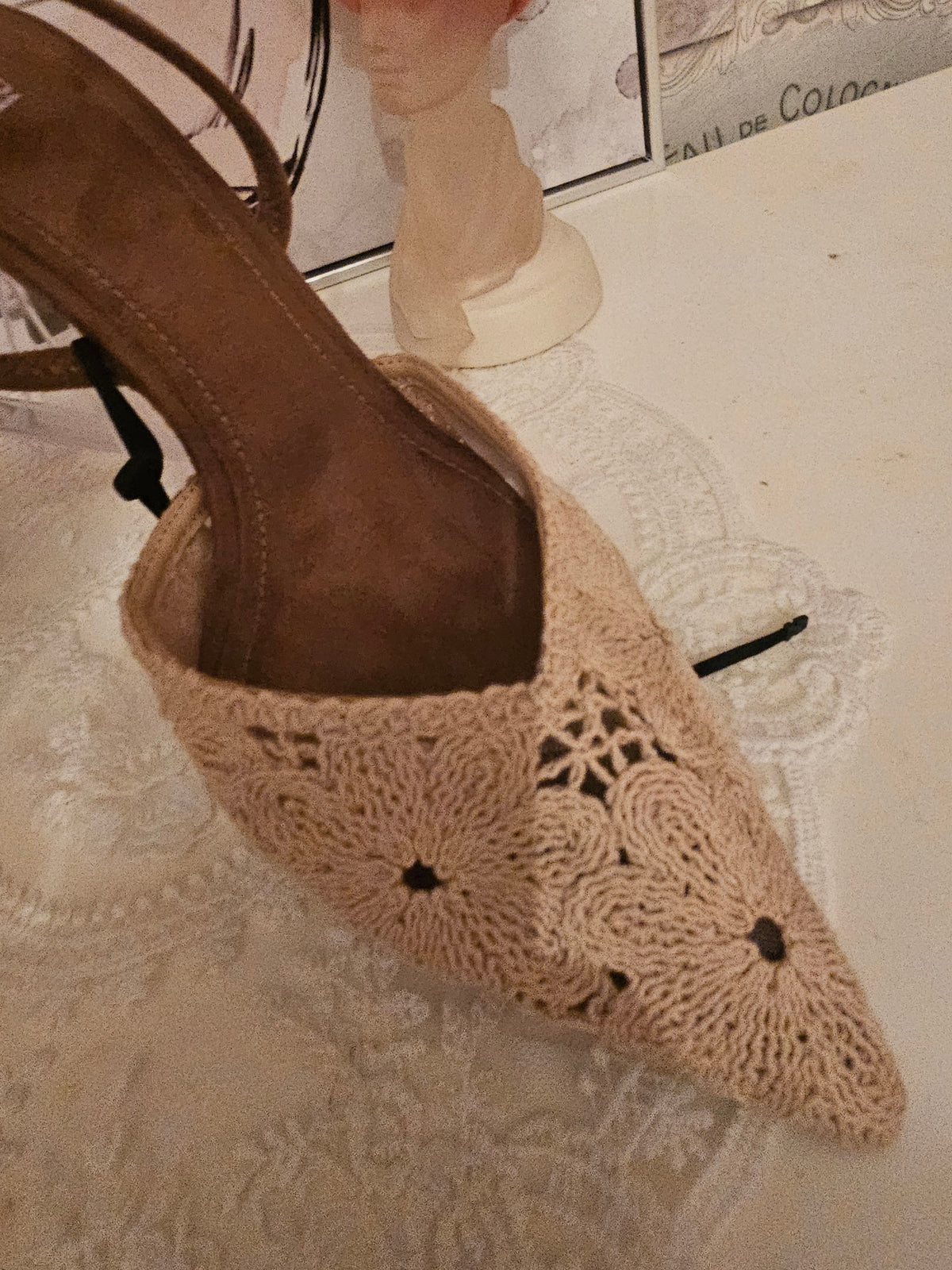 Ladies Zara Brown and Cream suede Slingback Heels