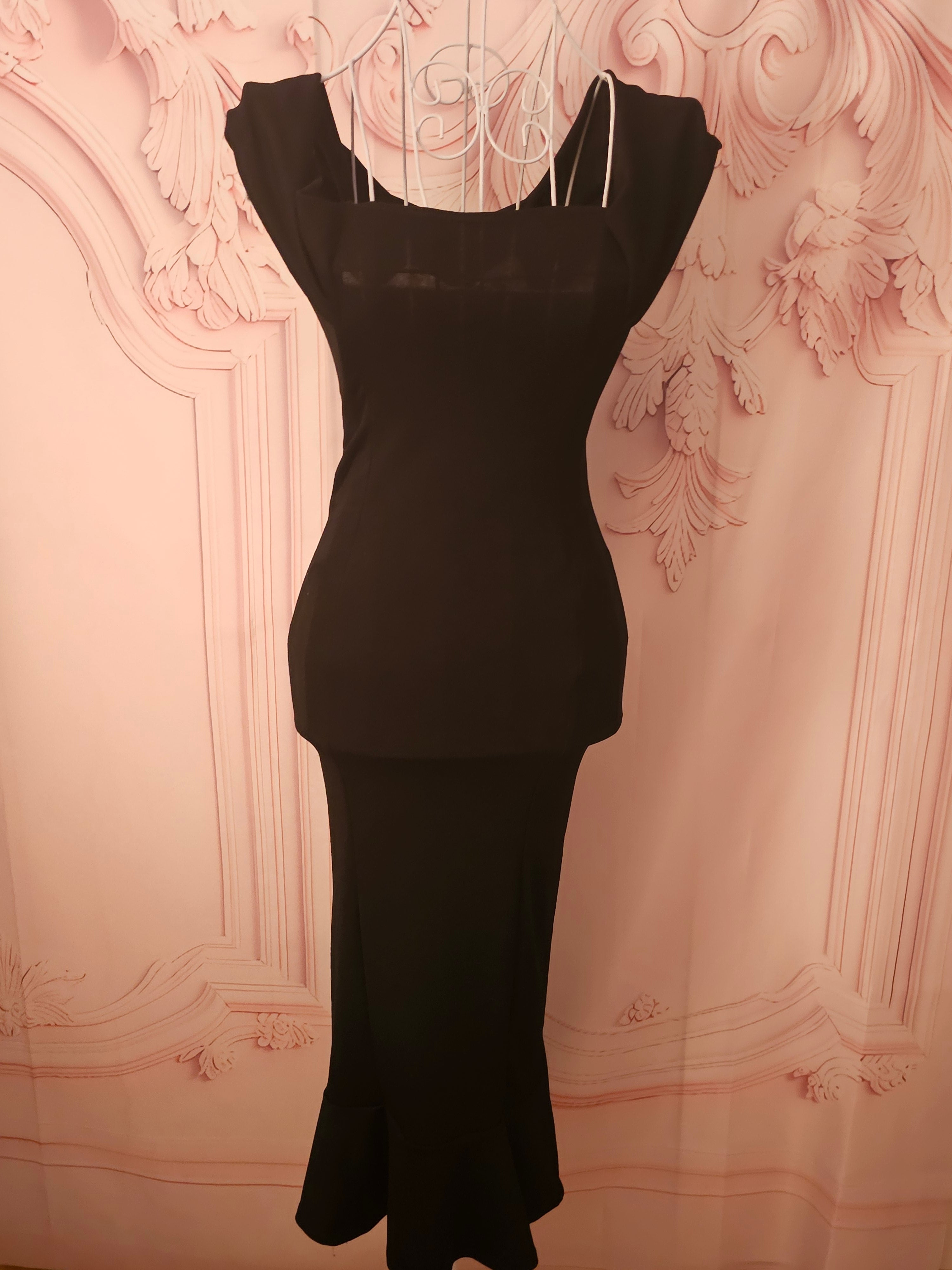 Ladies Pretty Little Thing black long Evening Gown