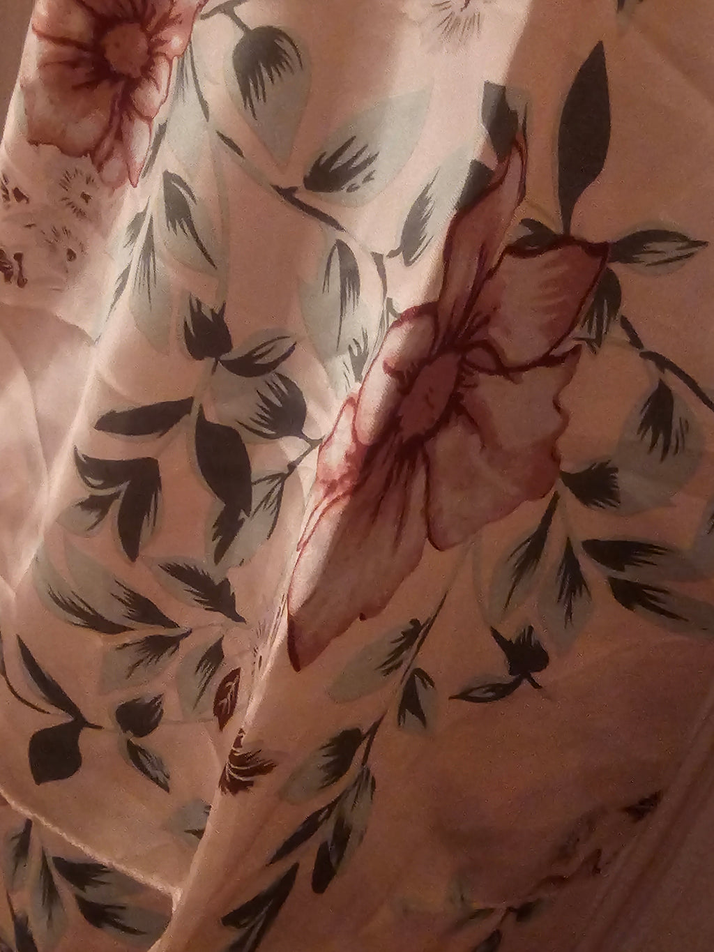 Ladies Pink Floral Satin 4 piece Lingerie Nightwear