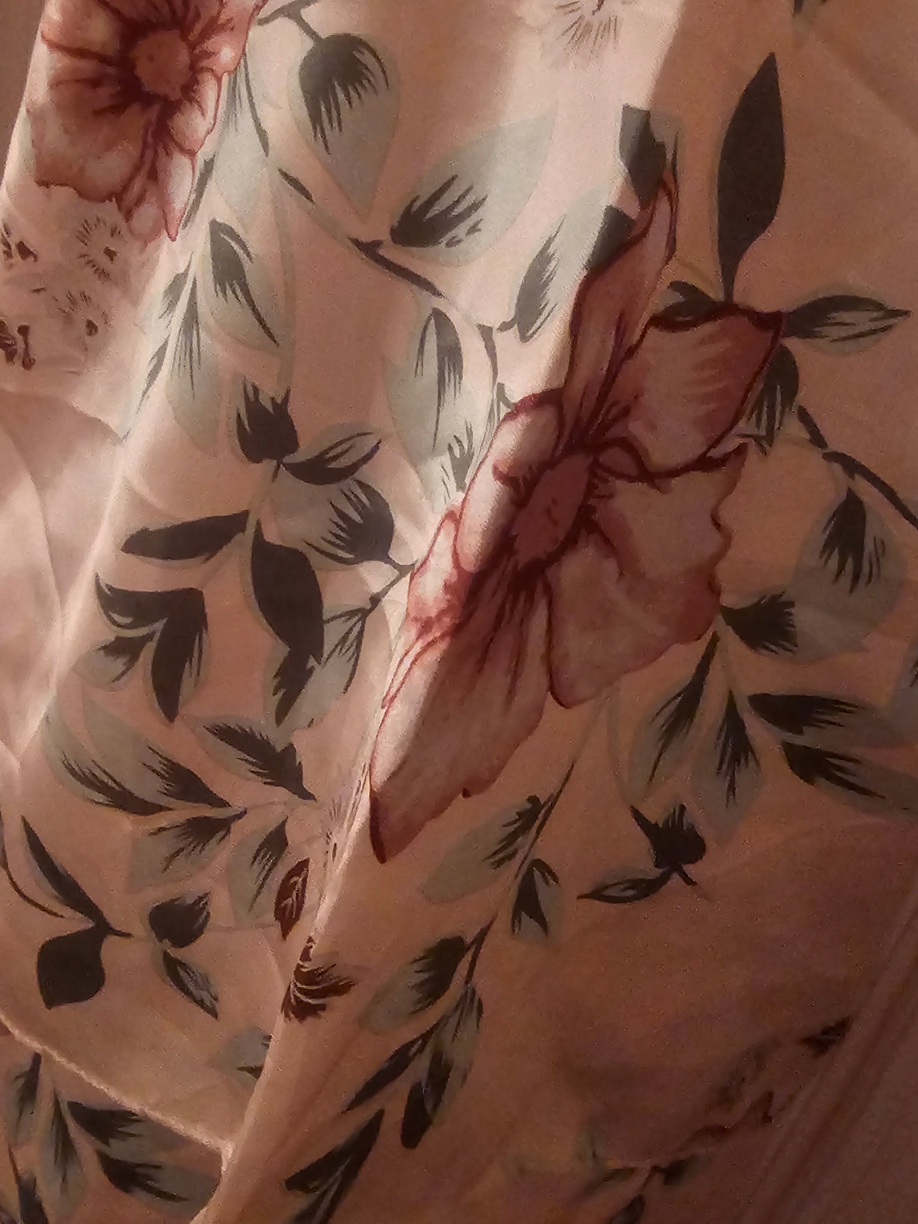 Ladies Pink Floral Satin 4 piece Lingerie Nightwear