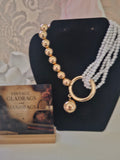Ladies Gold with Pearls Design Necklace