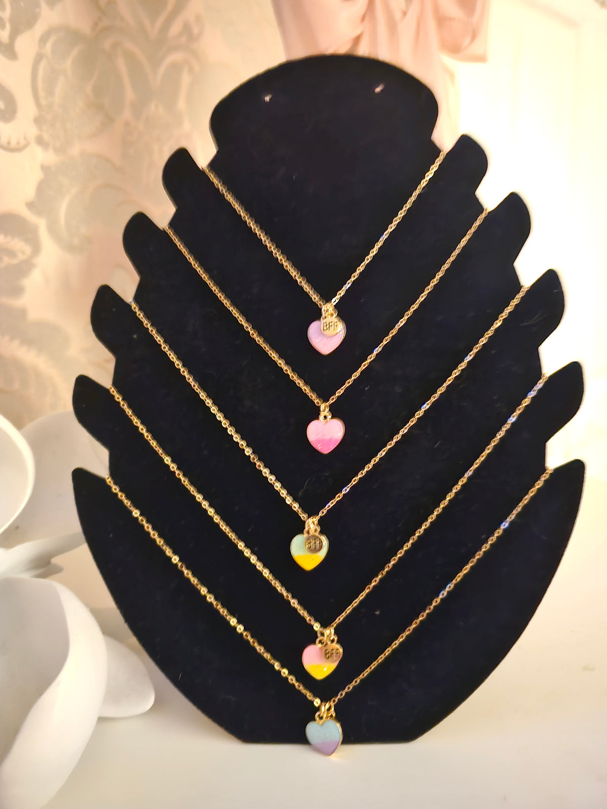 Ladies Necklaces with Heart Pendant x 5