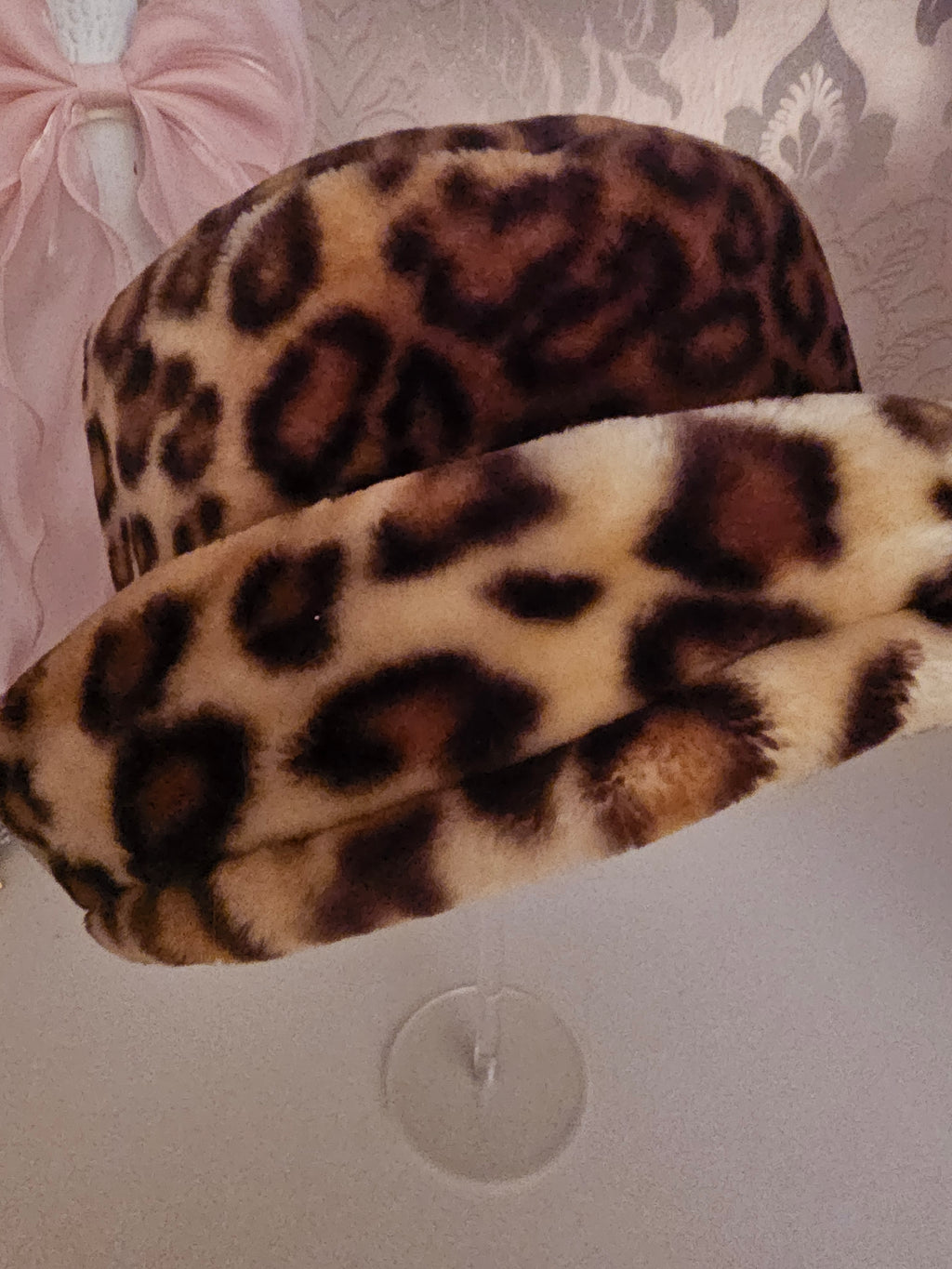 Ladies Leopard Print Fur Hat