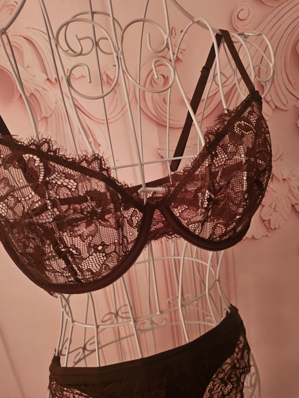 Ladies Brown Lacy Underwear Set