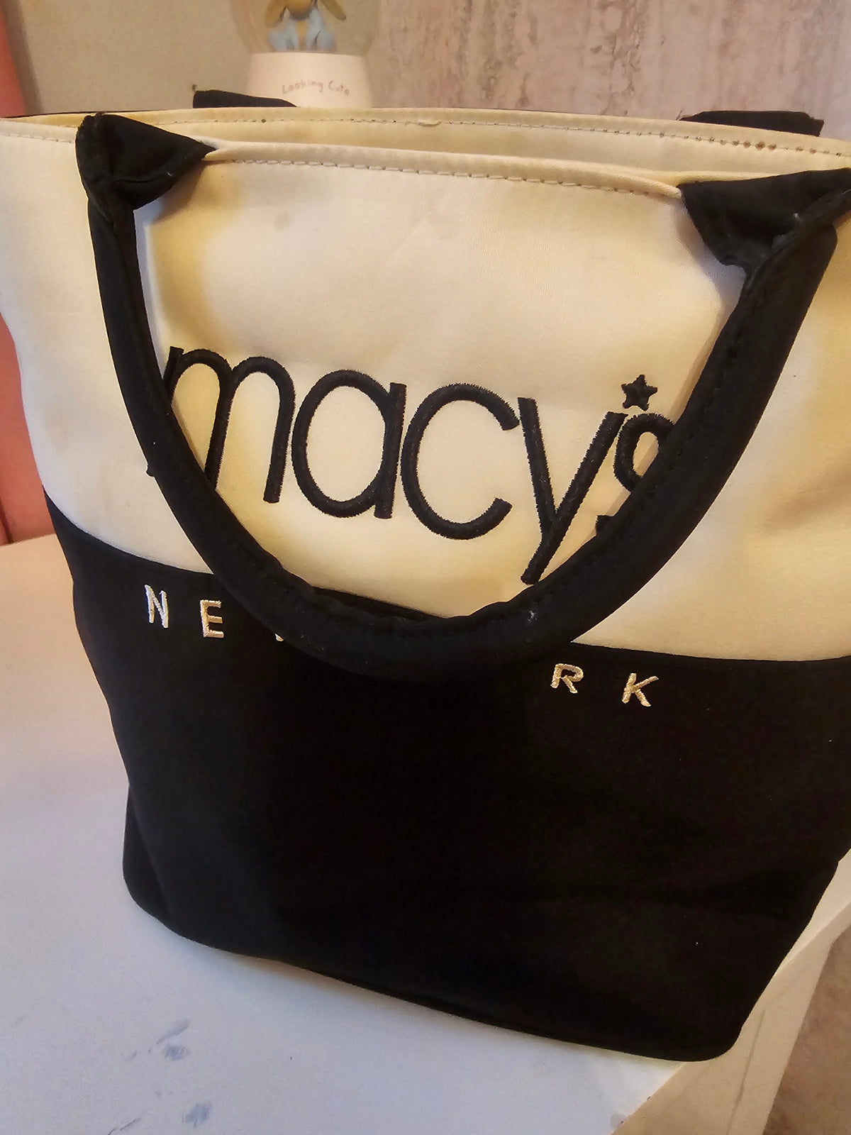 Ladies Macys from New York Black & Cream small handbag