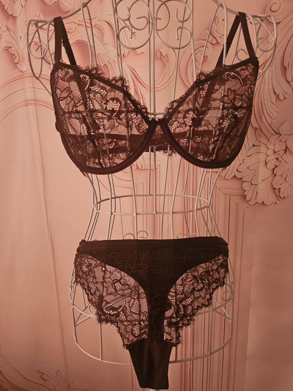 Ladies Brown Lacy Underwear Set