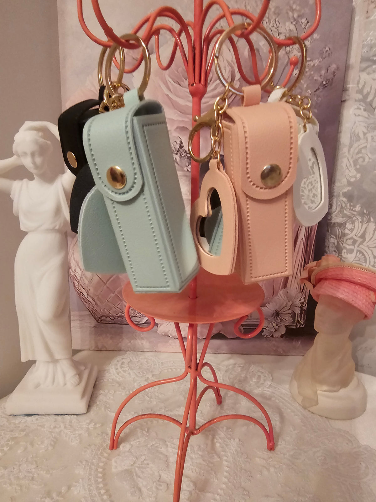 Ladies 4 x classy Lipstick holder & Matching Heart Mirror Keyring