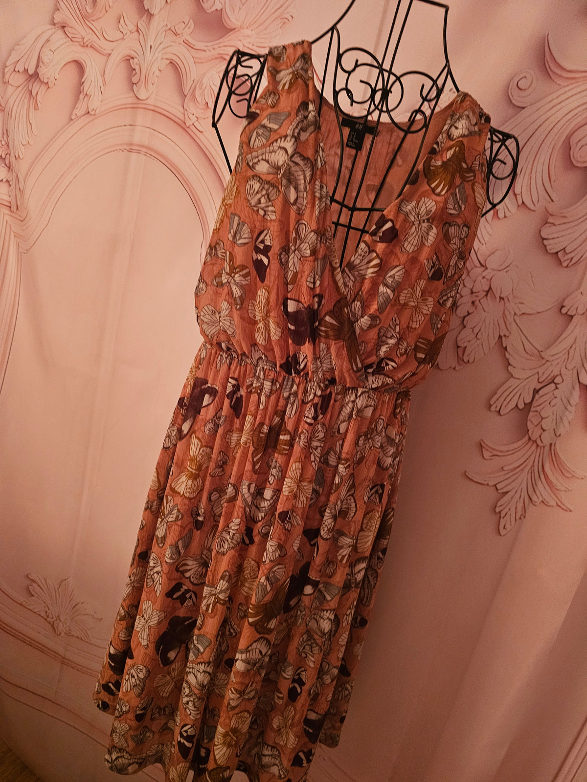 Ladies peach floral H & M dress