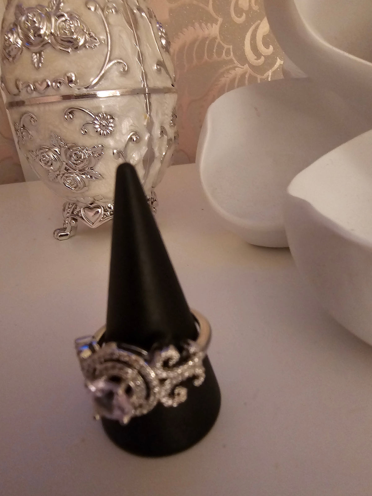 Ladies Silver with Diamond Centre Piece Dress Ring