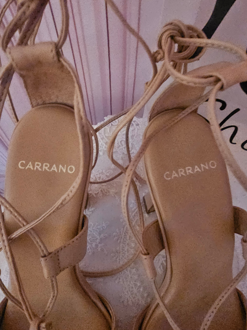 Ladies Tan Carrano Strappy Unusal High Heels