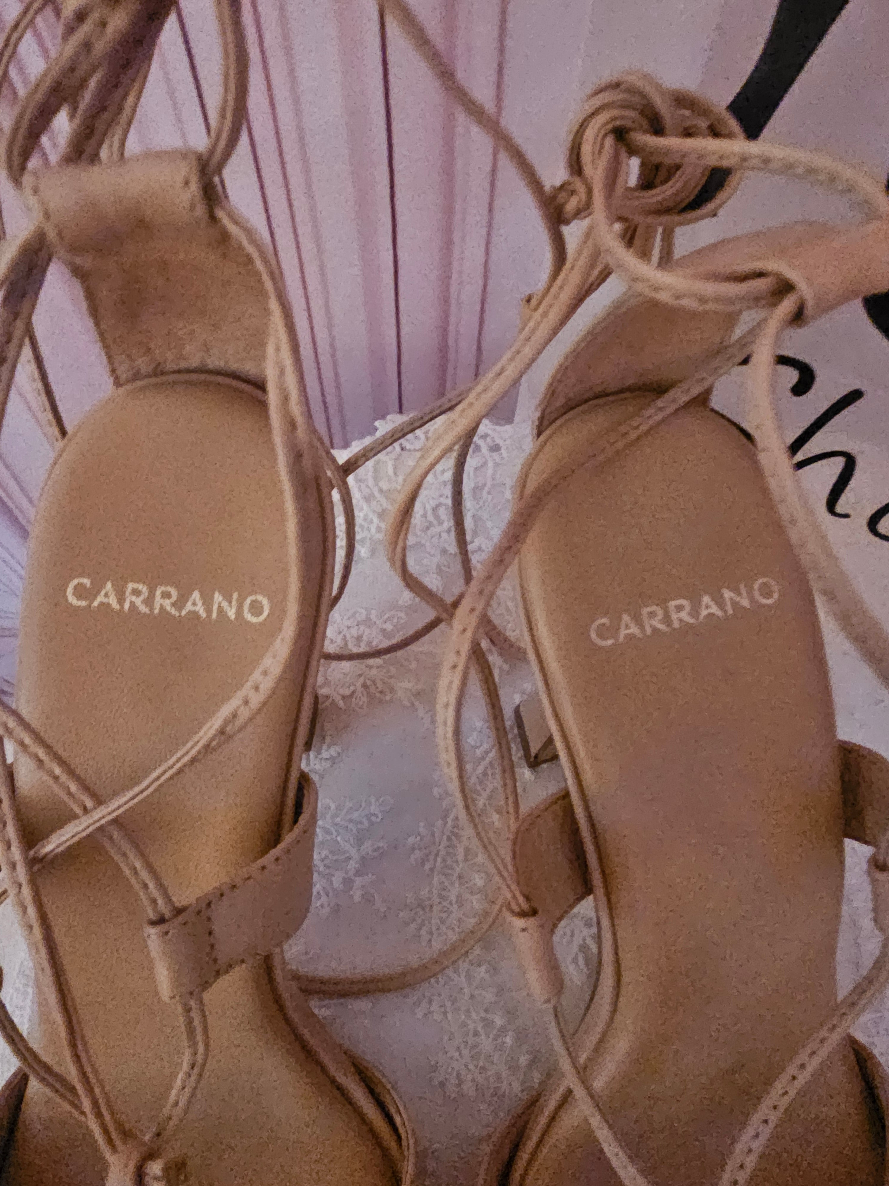 Ladies Tan Carrano Strappy Unusal High Heels