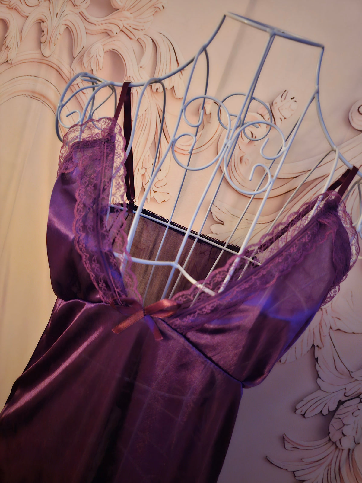 Ladies Purple Satin Negligee
