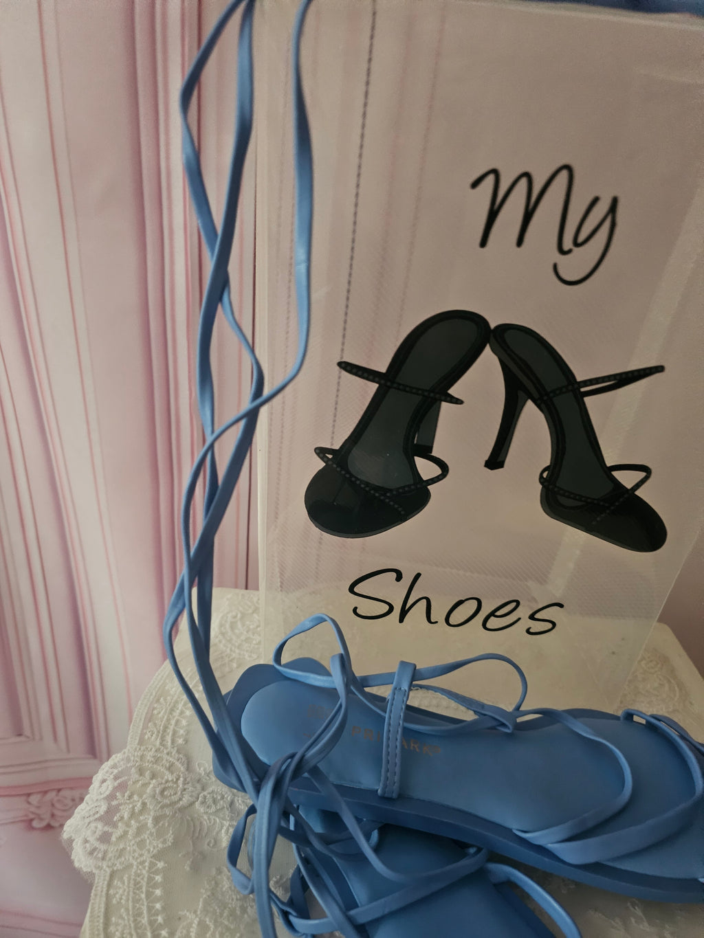 Ladies Blue Wrap around Leg Strappy Flats