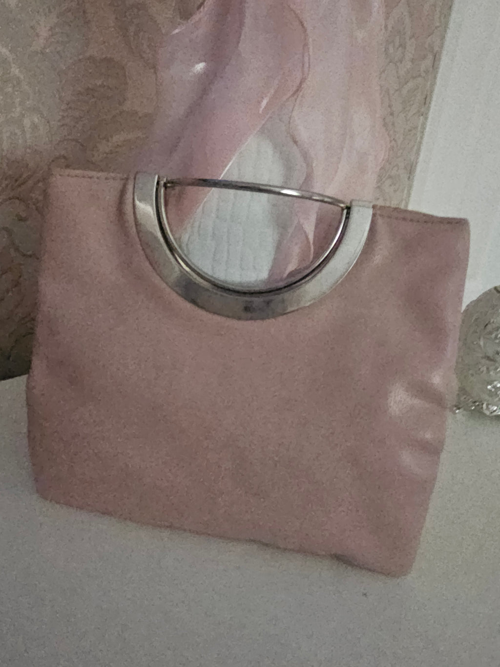 Ladies Cute leather square style handbag with chrome handles