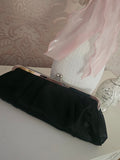 Ladies Black Satin with silver chain strap evening bag