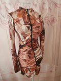 Ladies Pretty Little Thing Cream & Brown Cocktail Dress