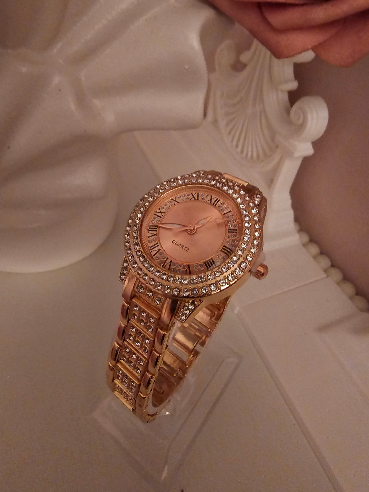 Ladies Rose Gold with diamond detailing wristwatch