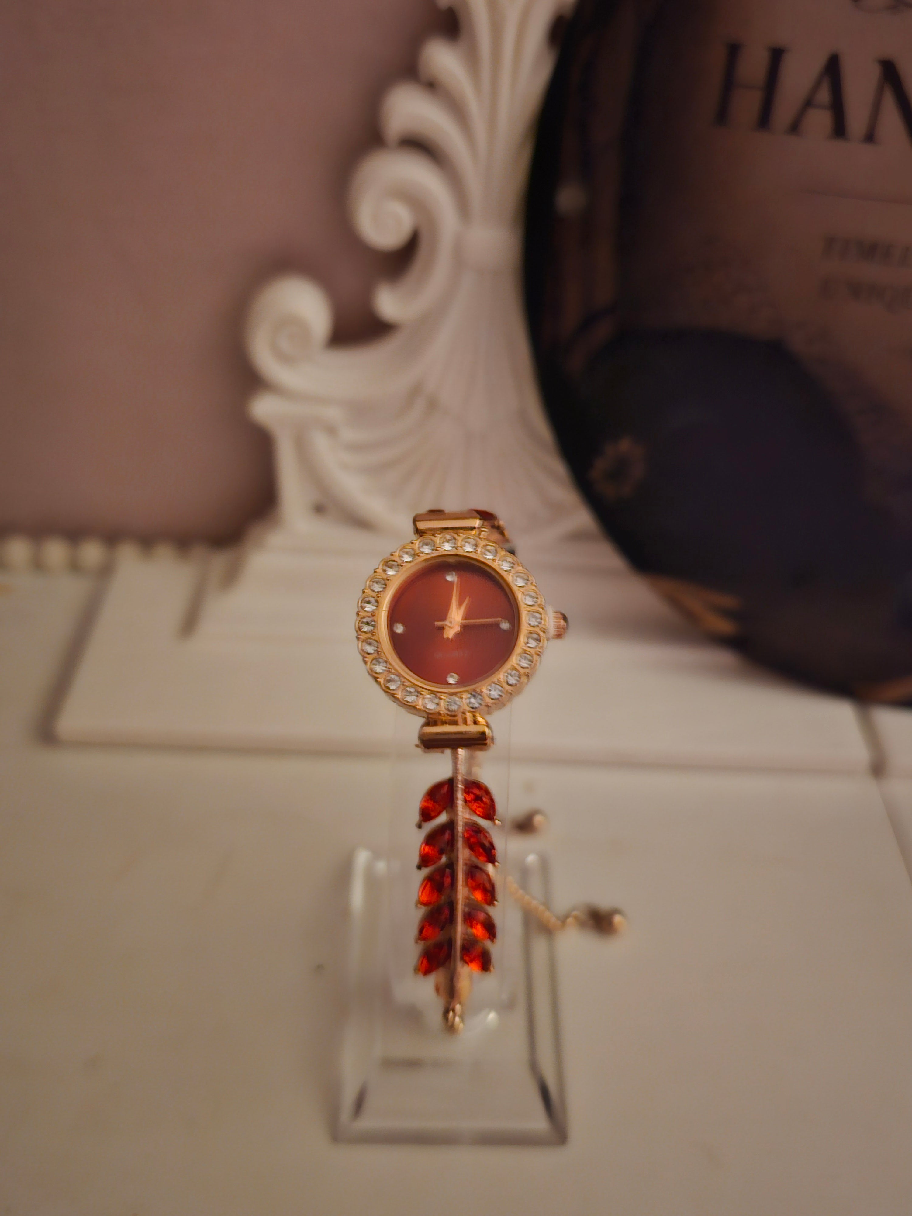 Ladies Diamonte Jewelled Watches with Chain Bracelet x2
