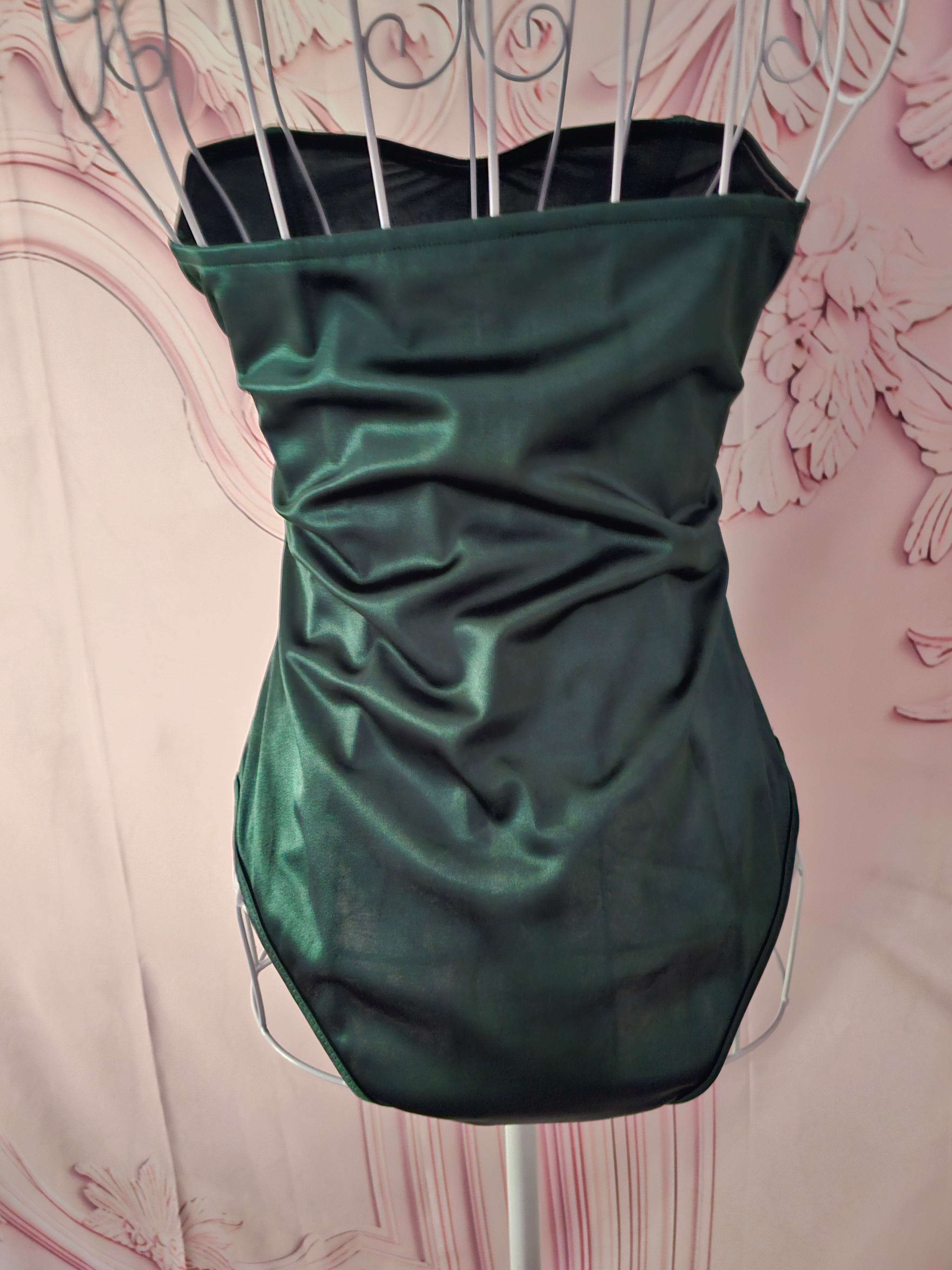 Ladies Dark Green Satin Classy Bodysuits x 2