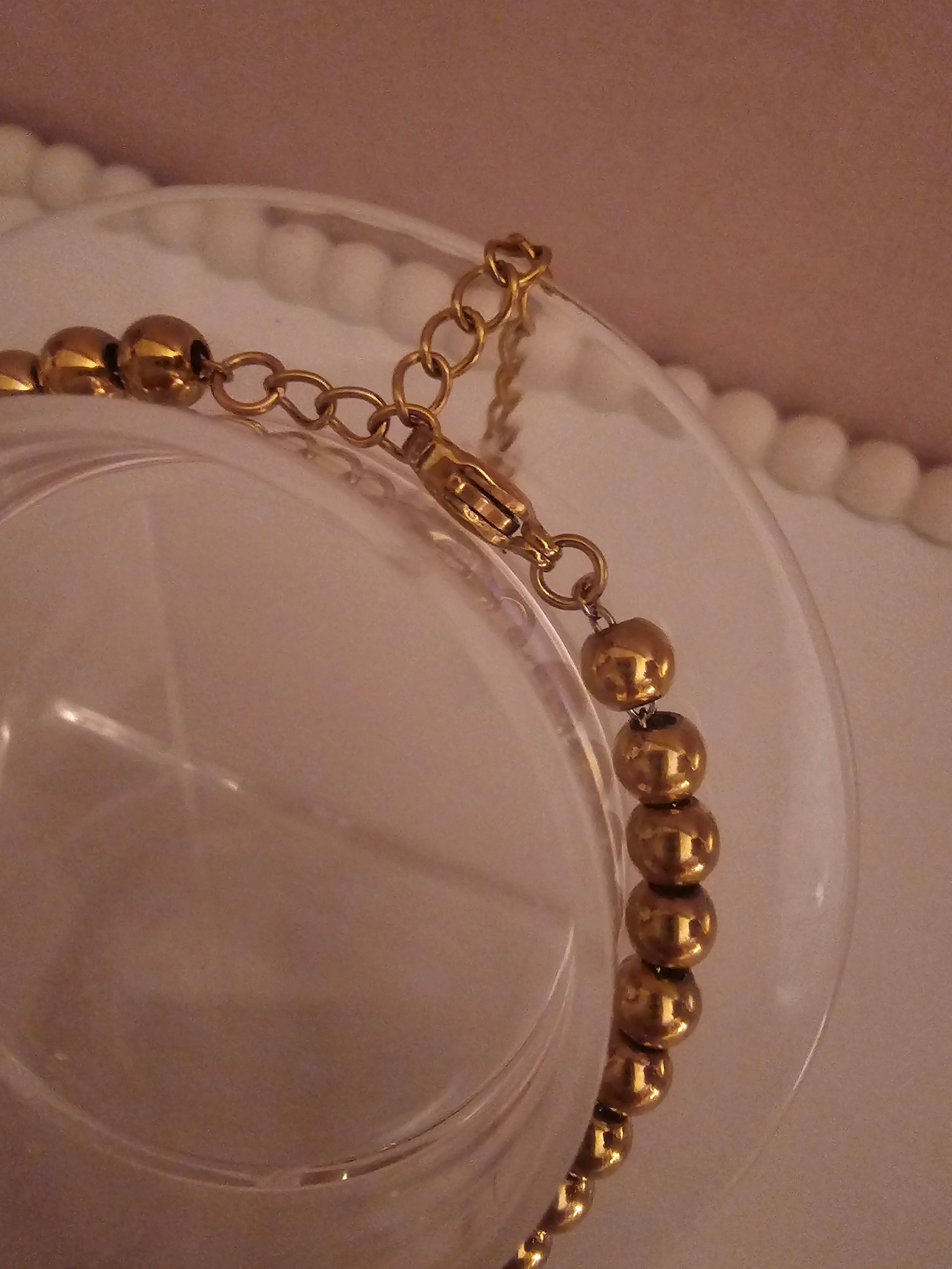 Ladies Gold plated ball bracelet with cross & medal charm