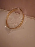 Ladies Small Gold Plated Solid Slip On Bangle with Diamond Design Studs