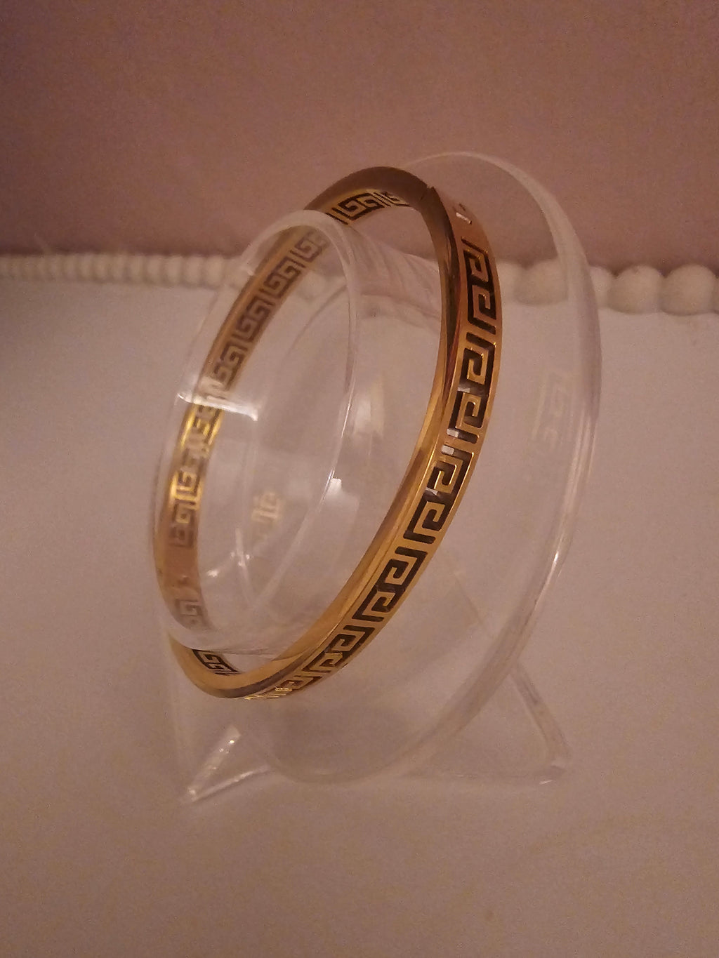 Ladies Greek Key style Gold Design Bangle