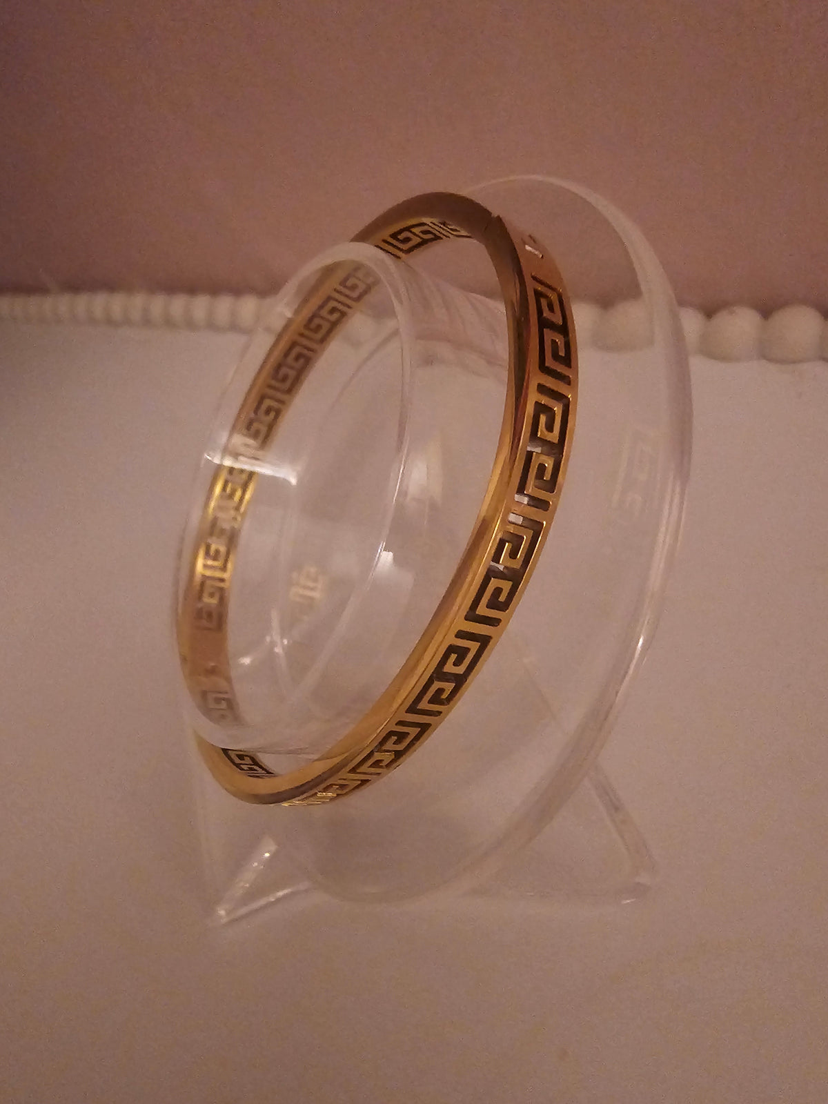 Ladies Greek Key style Gold Design Bangle