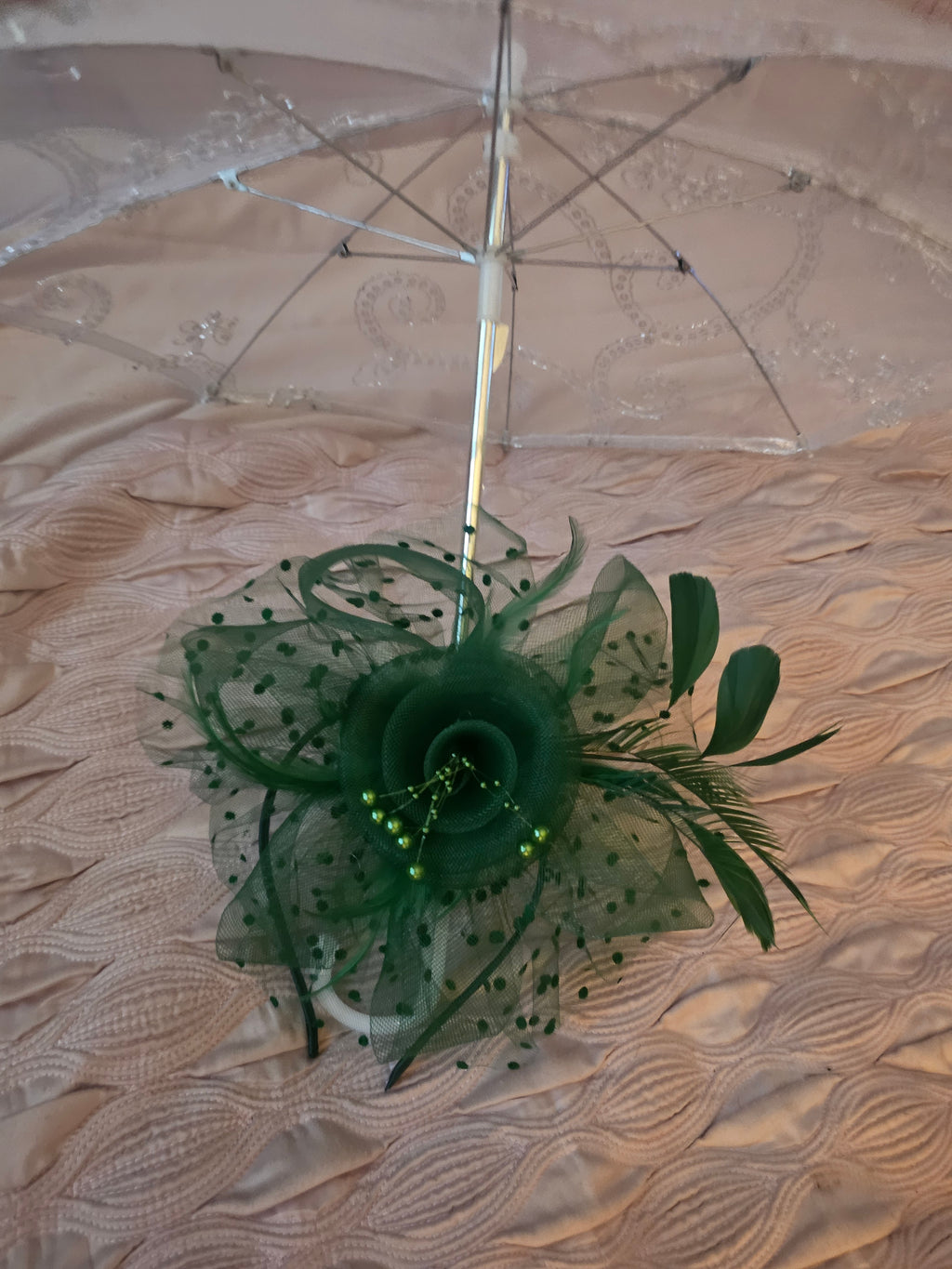 Ladies Bottle Green Reversible Fascinator