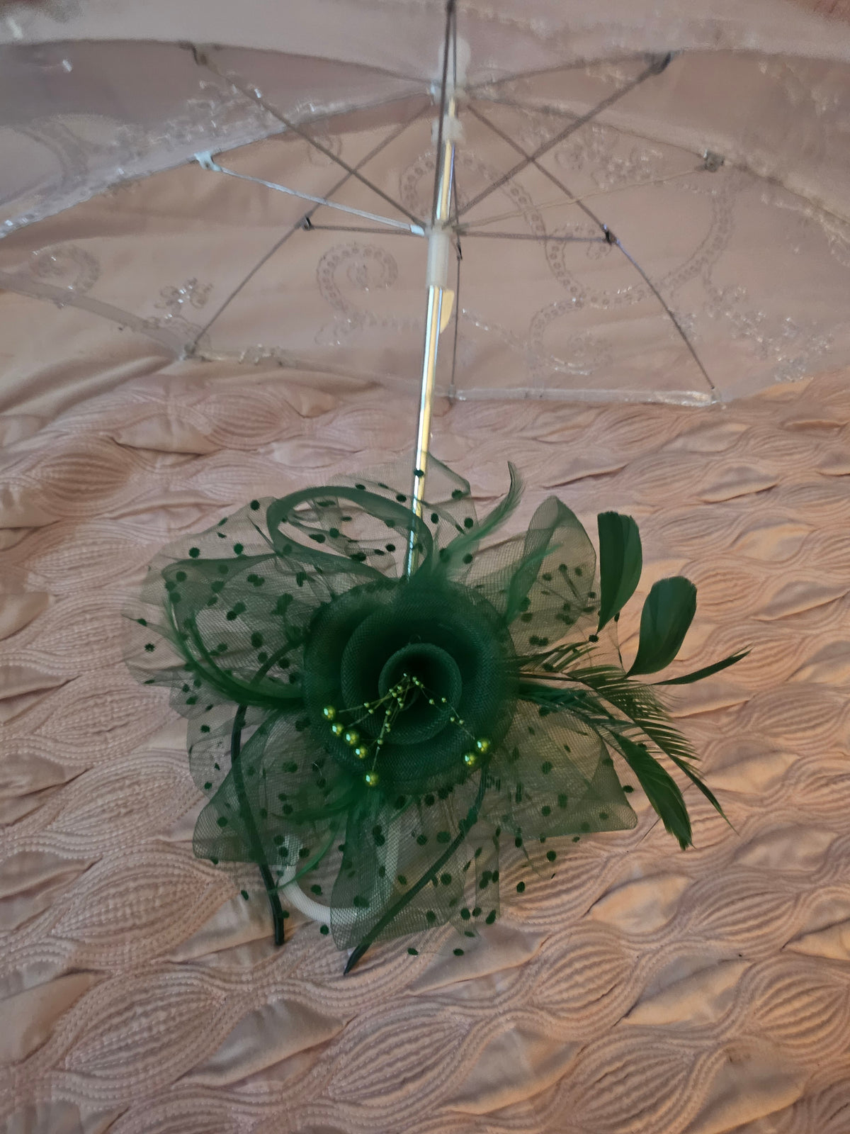 Ladies Bottle Green Reversible Fascinator