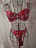 Ladies Red Lacy Underwear Set