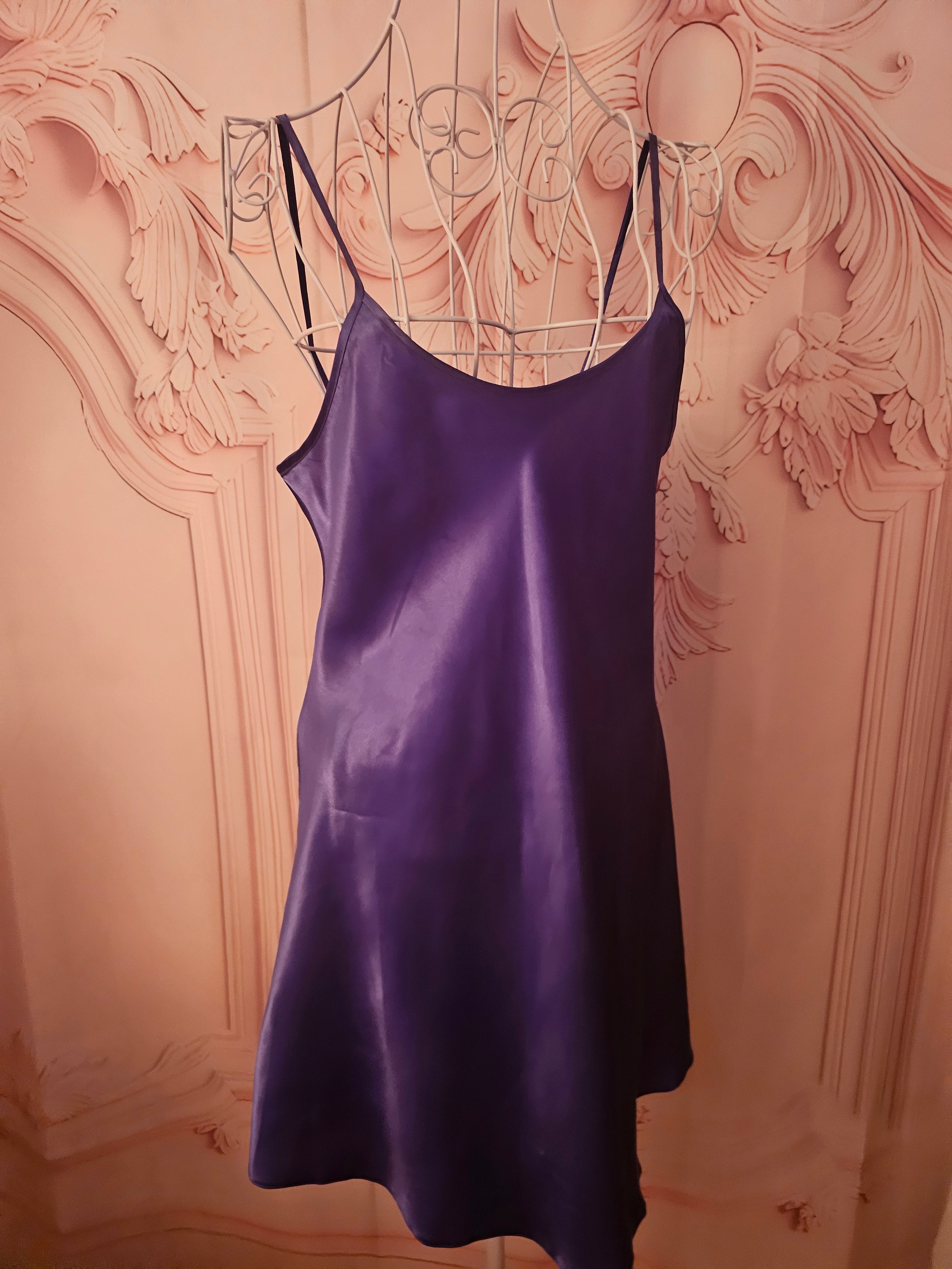 Ladies Lilac Matching Satin Cami Slip & Dressing Gown