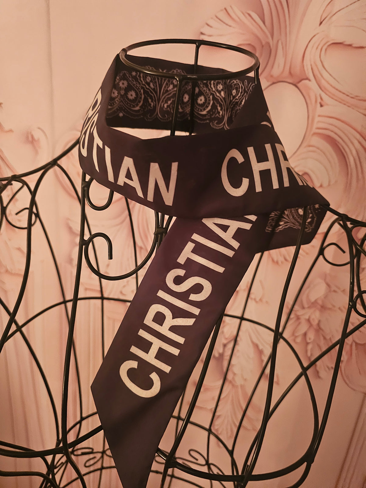 Ladies Christian Dior Design Neck Tie Scarfs 1 x Black 1 x White