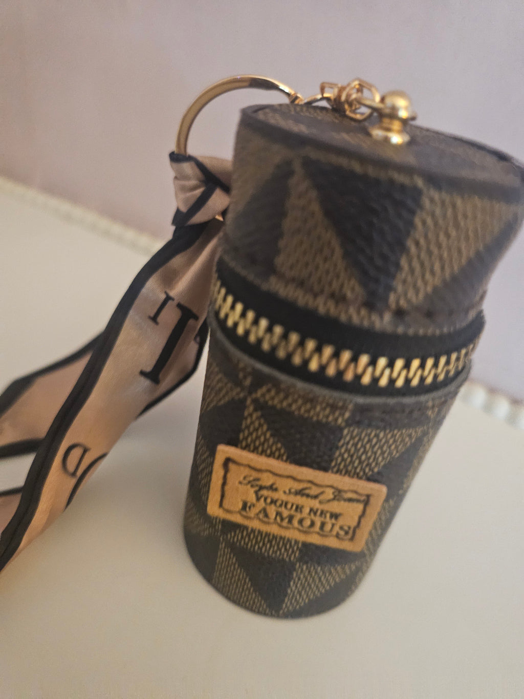 Brown Check Lipstick or Eye Holder Accessory