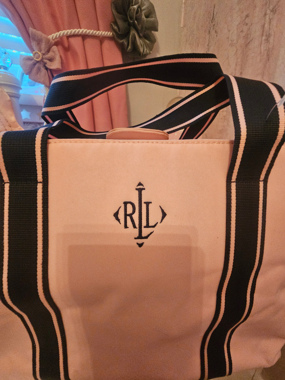 Ladies Ralph Lauren Navy Blue& Baby Pink Tote Bag