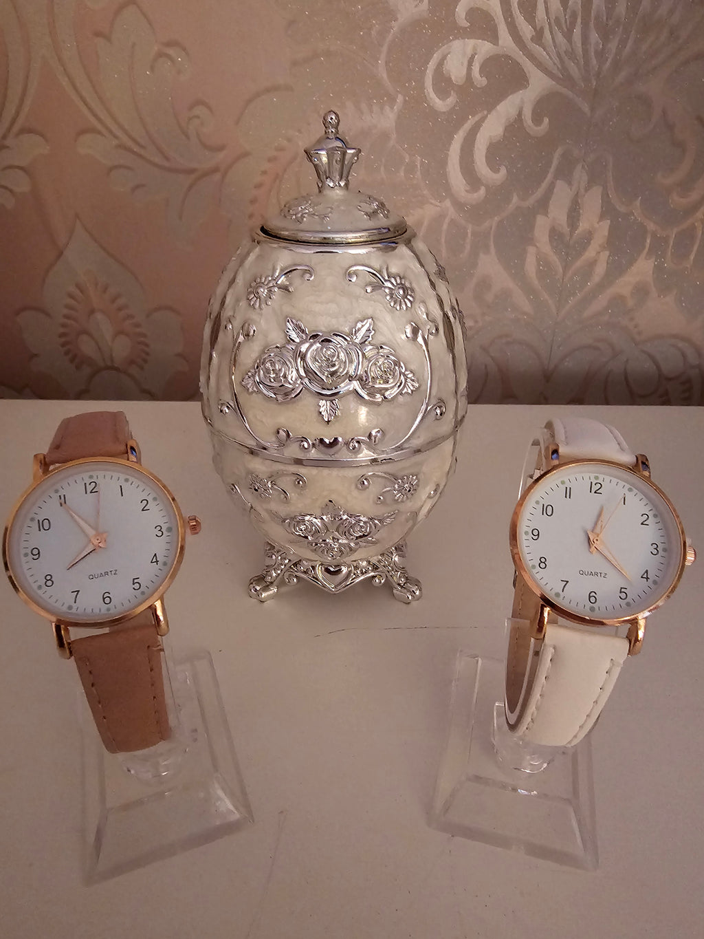 Ladies White & Pink Large Face Watches x2