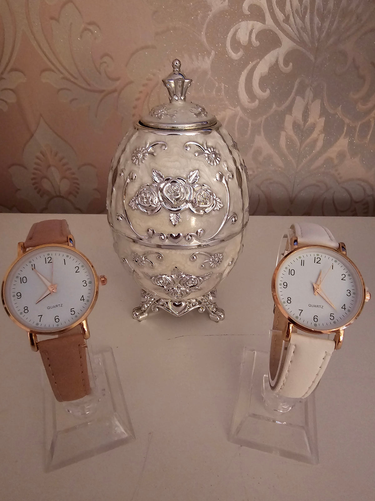 Ladies White & Pink Large Face Watches x2