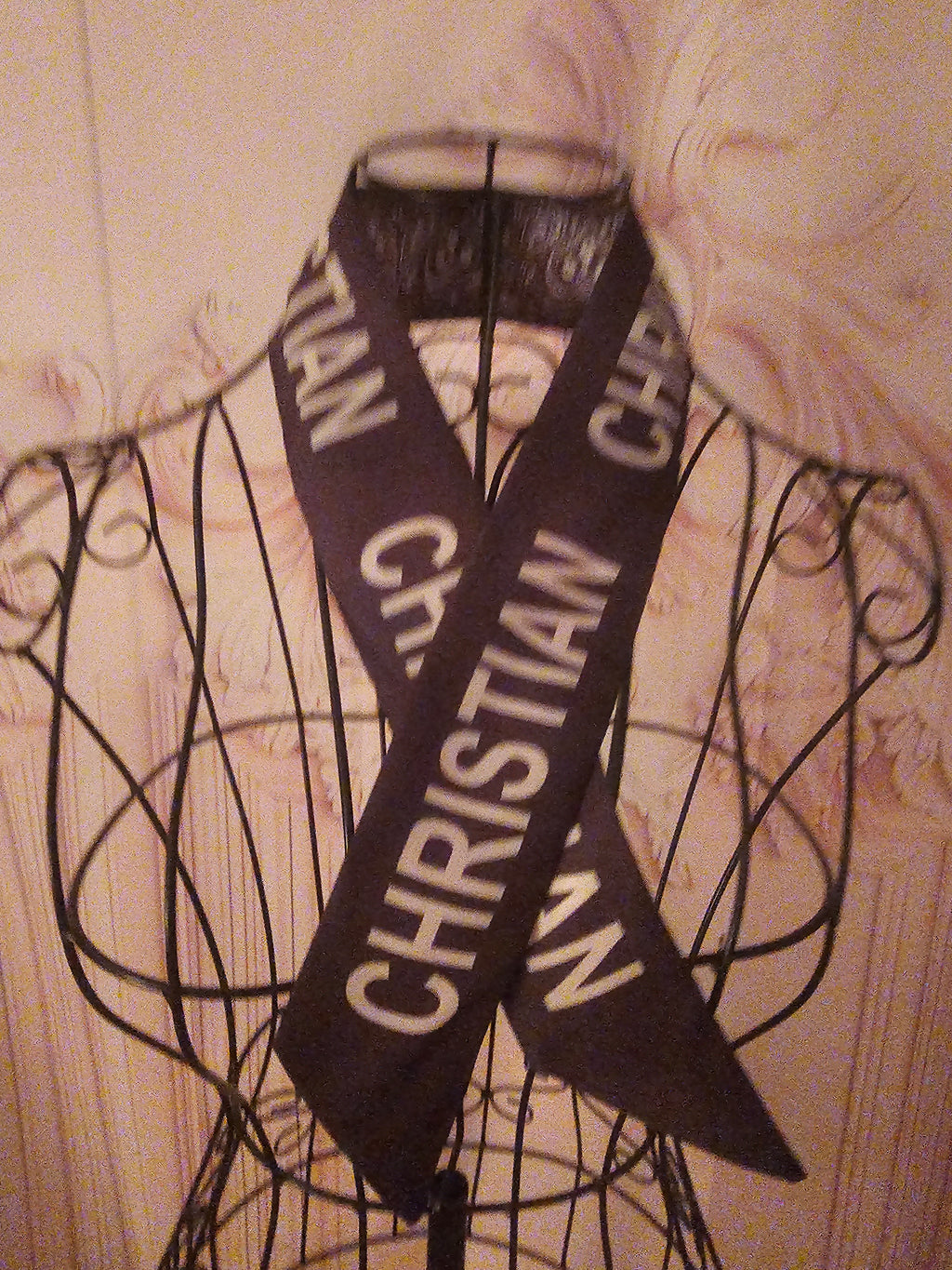 Ladies Christian Dior Design Neck Tie Scarfs 1 x Black 1 x White