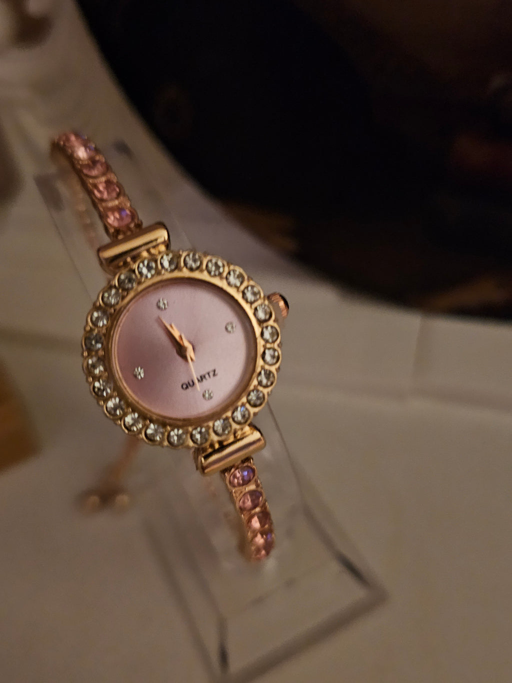 Ladies elegant Pink Diamonte Bracelet Style Watch