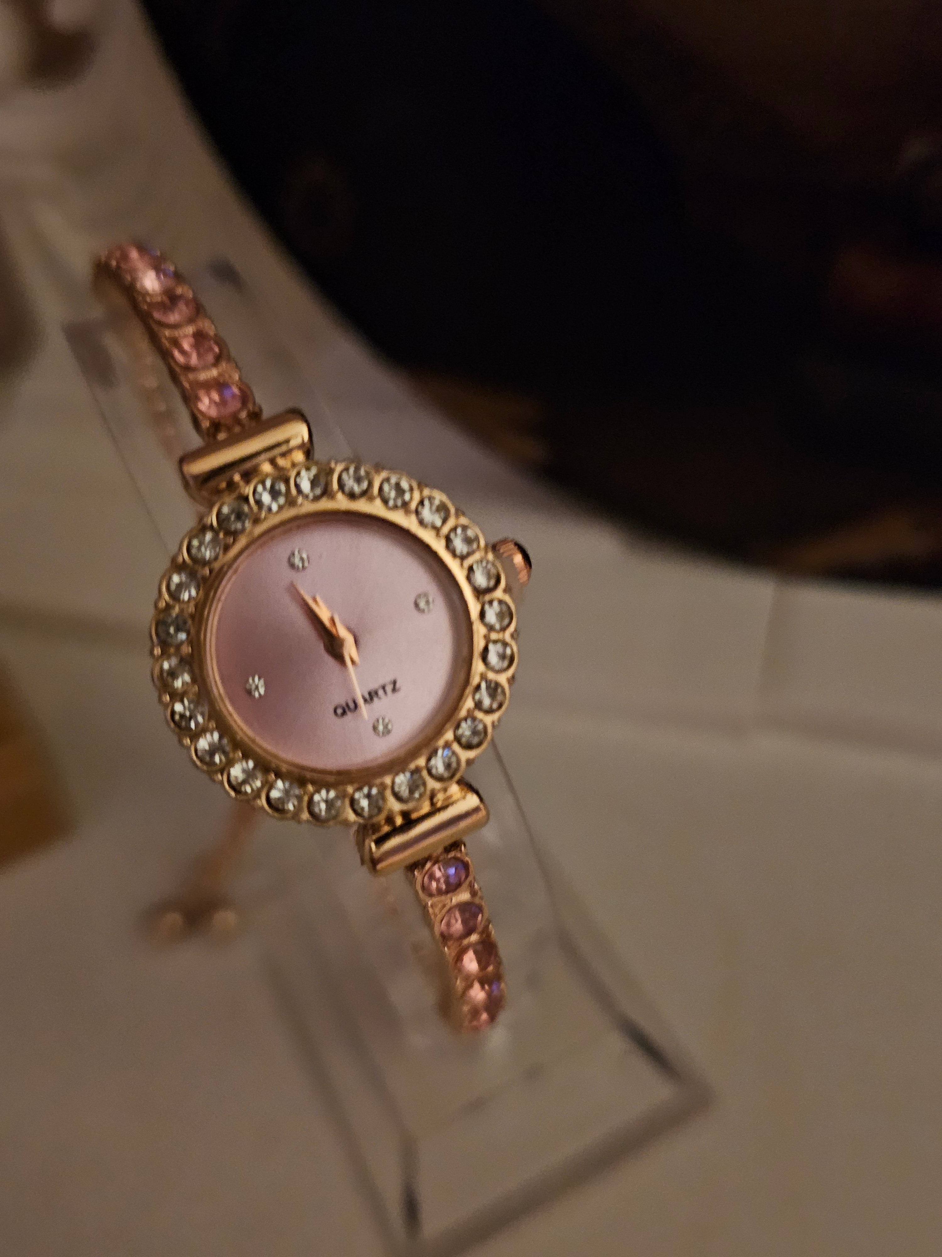 Ladies elegant Pink Diamonte Bracelet Style Watch