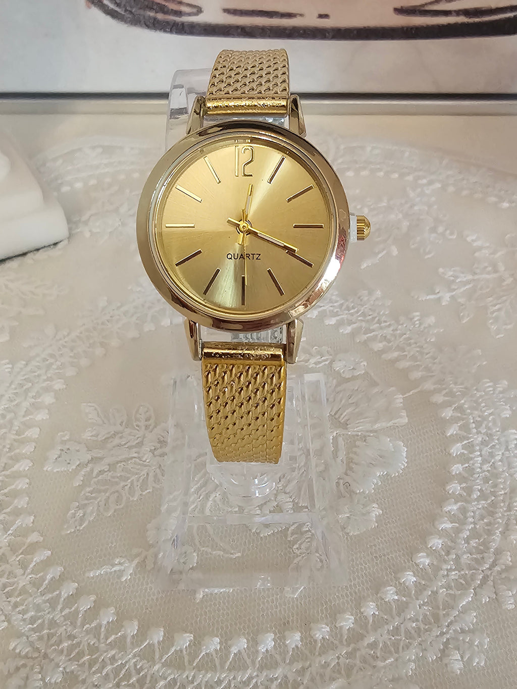 Ladies x 3 gold buckle strap classy wristwatch