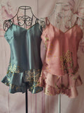 Ladies Satin Cami Sets 1 x Teal 1 x Pink