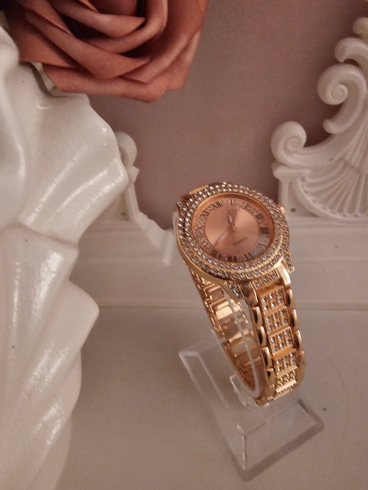 Ladies Rose Gold with diamond detailing wristwatch