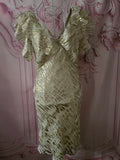 Ladies Gold Shimmering Never Fully Dressed Jacquered Evening Gown