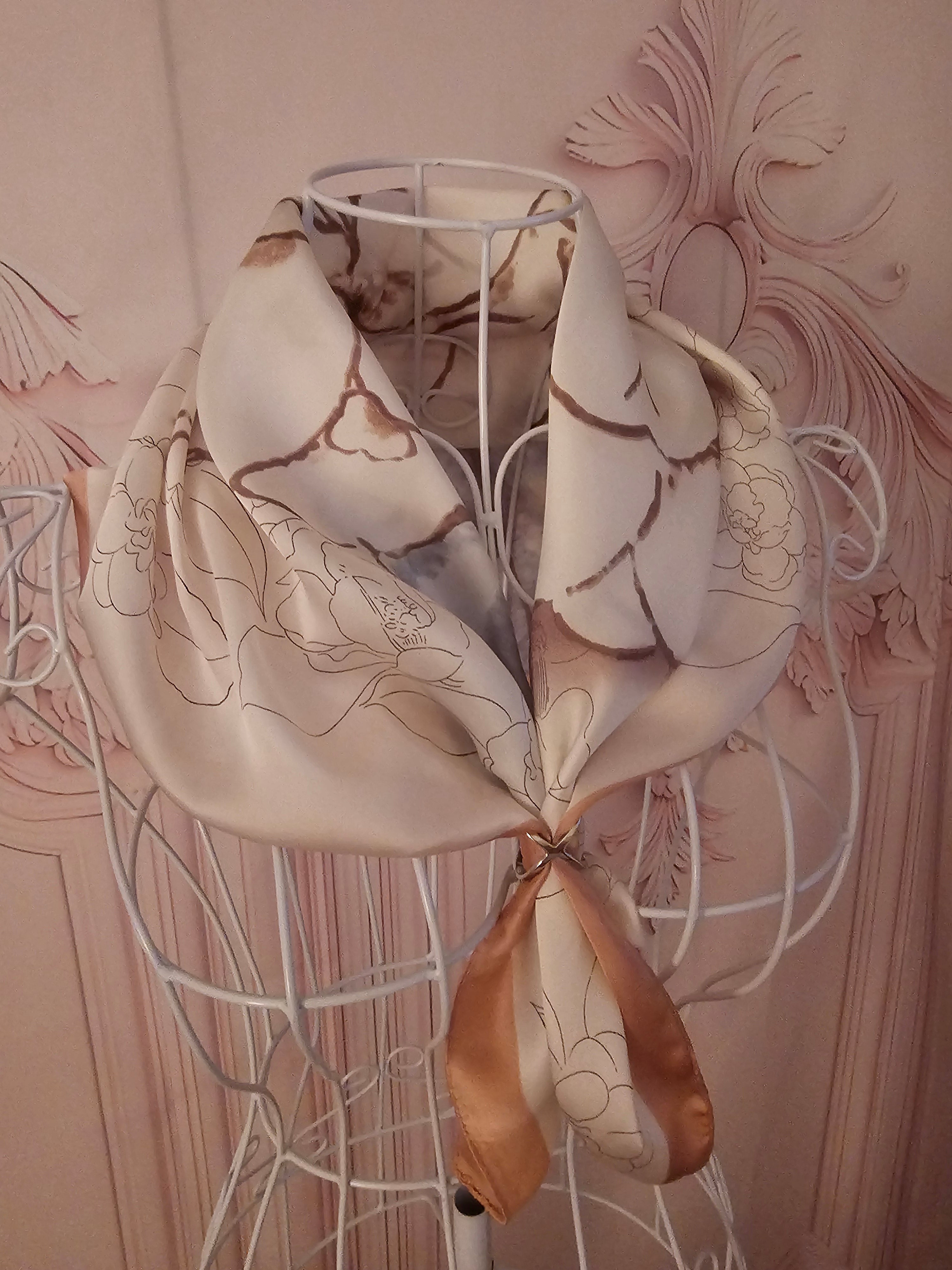 Ladies dusty pink & White with floral pattern Silk Blend Neck/Head Scarf