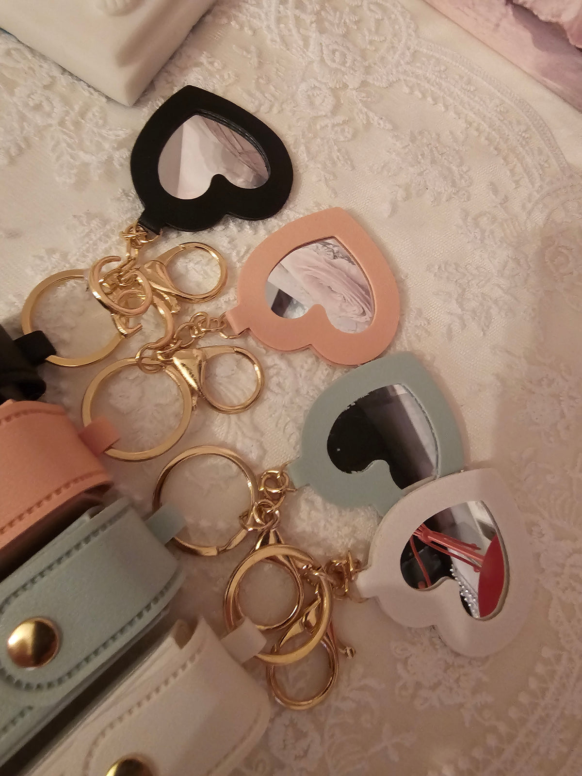 Ladies 4 x classy Lipstick holder & Matching Heart Mirror Keyring