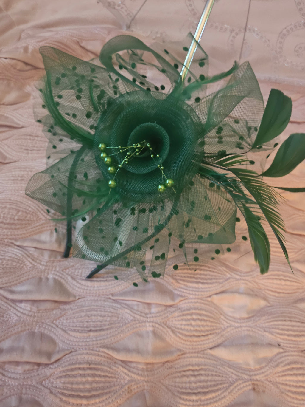 Ladies Bottle Green Reversible Fascinator