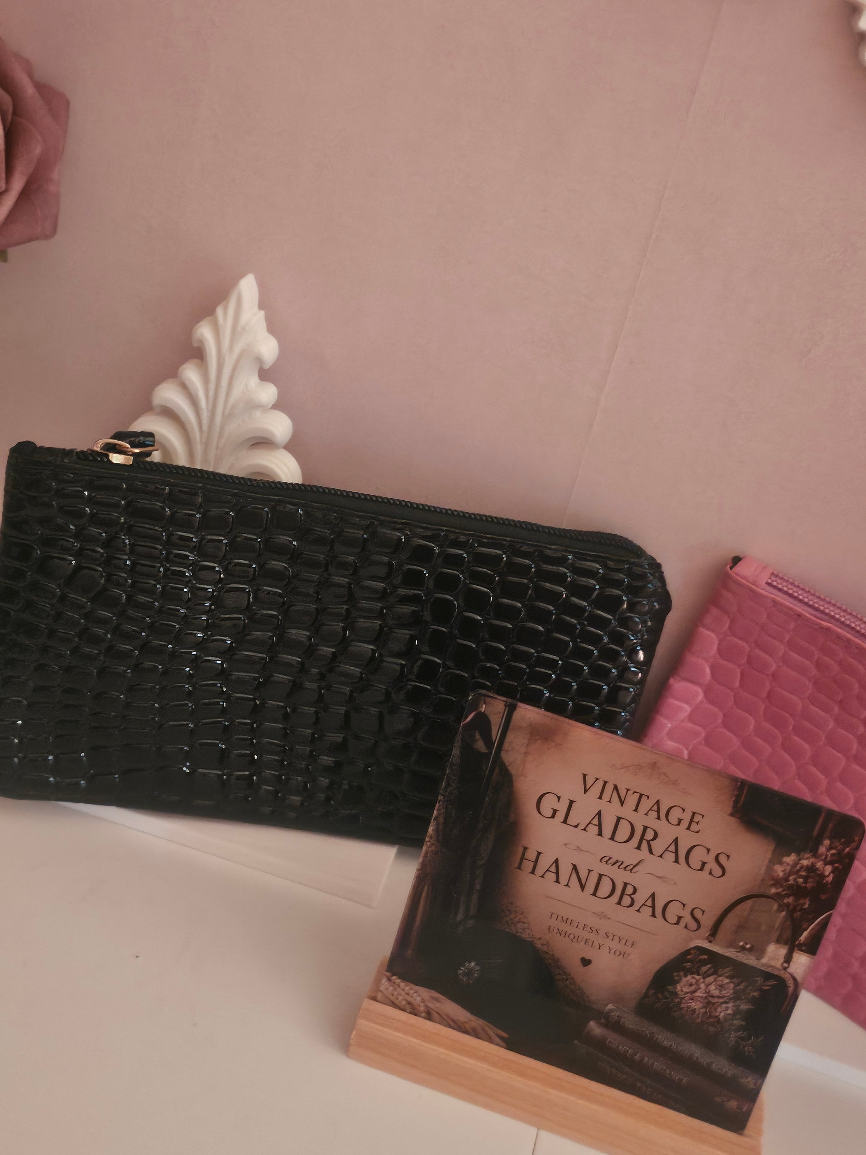Ladies 2 x Crocodile skin Purses with wrist strap