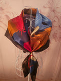 Ladies Large Multi Coloured Silk Blend Head or Neck Scarf
