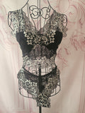 Ladies Black & White Lacy Underwear Set