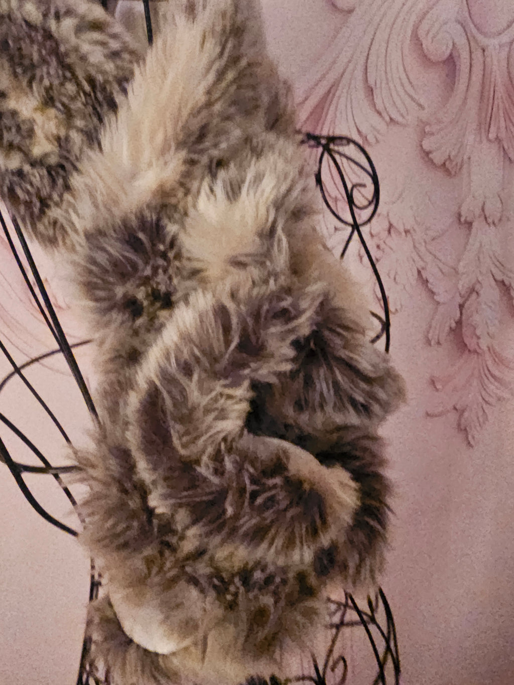 Ladies Mink Wrap around Fur Neck Scarf with Cream Silk Lining